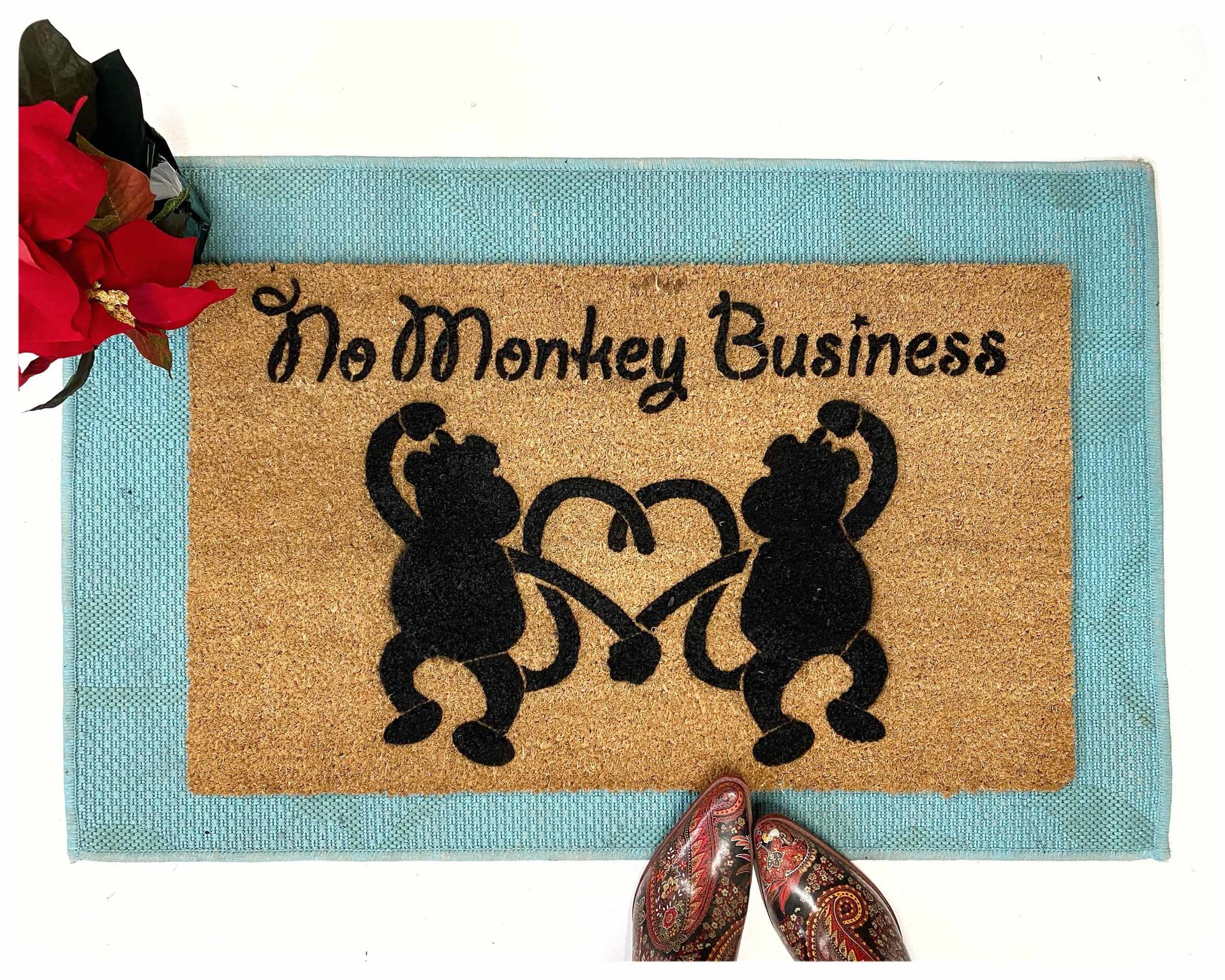 No Monkey Business funny welcome doormat