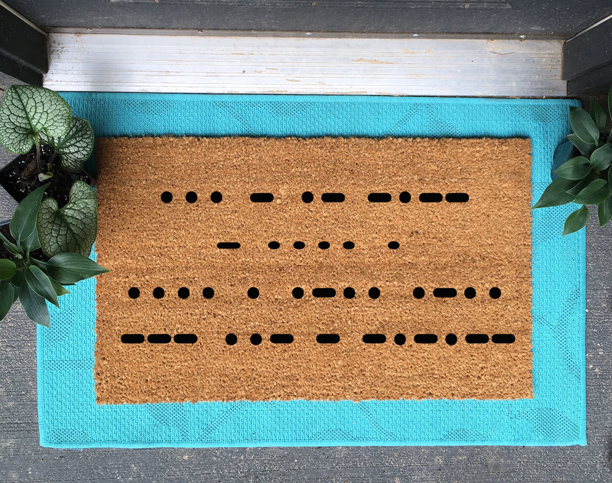 Stay the hell out! Morse code nerdy doormat
