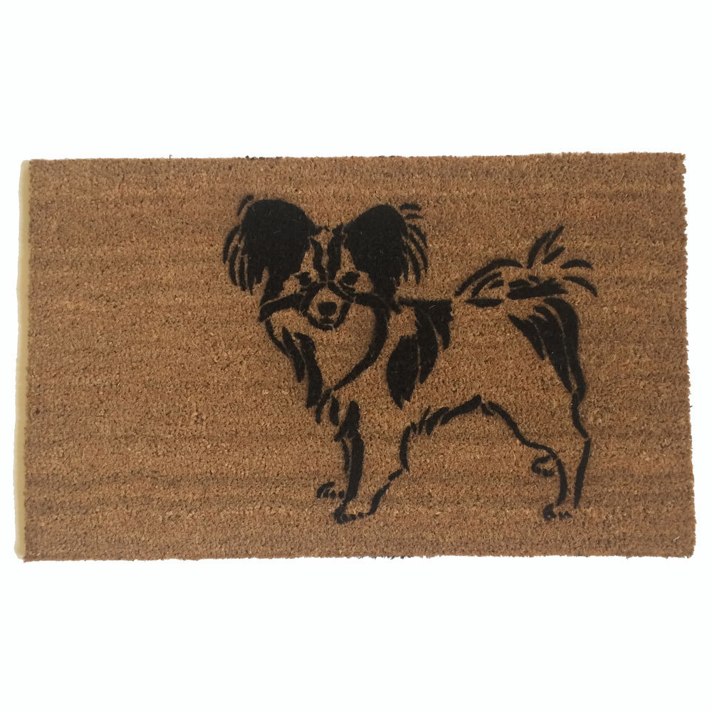 papillon warning guard dog on duty funny dog lover doormat all ears in here