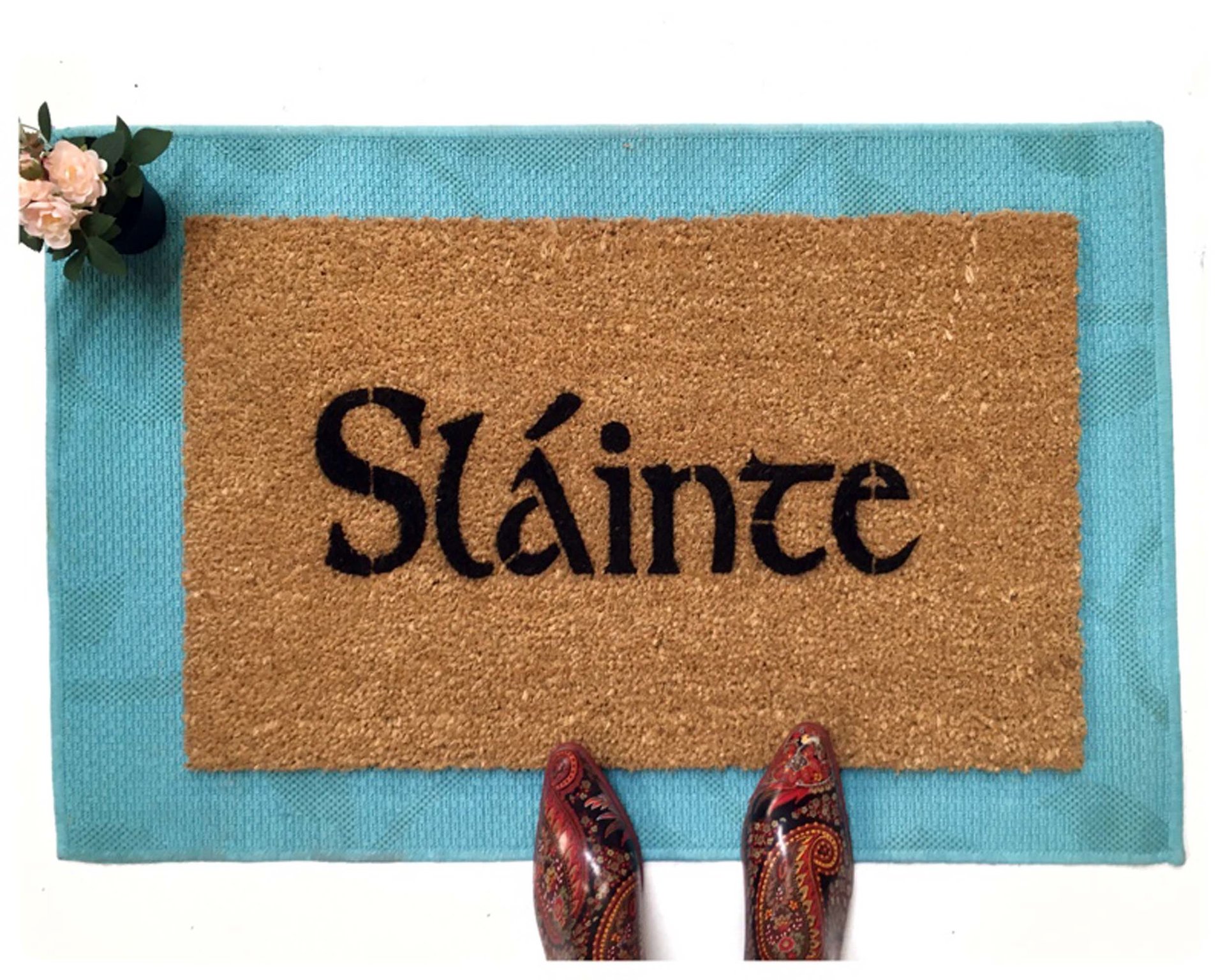 Sláinte  Irish drinking toast "health" doormat St. Patrick's Day