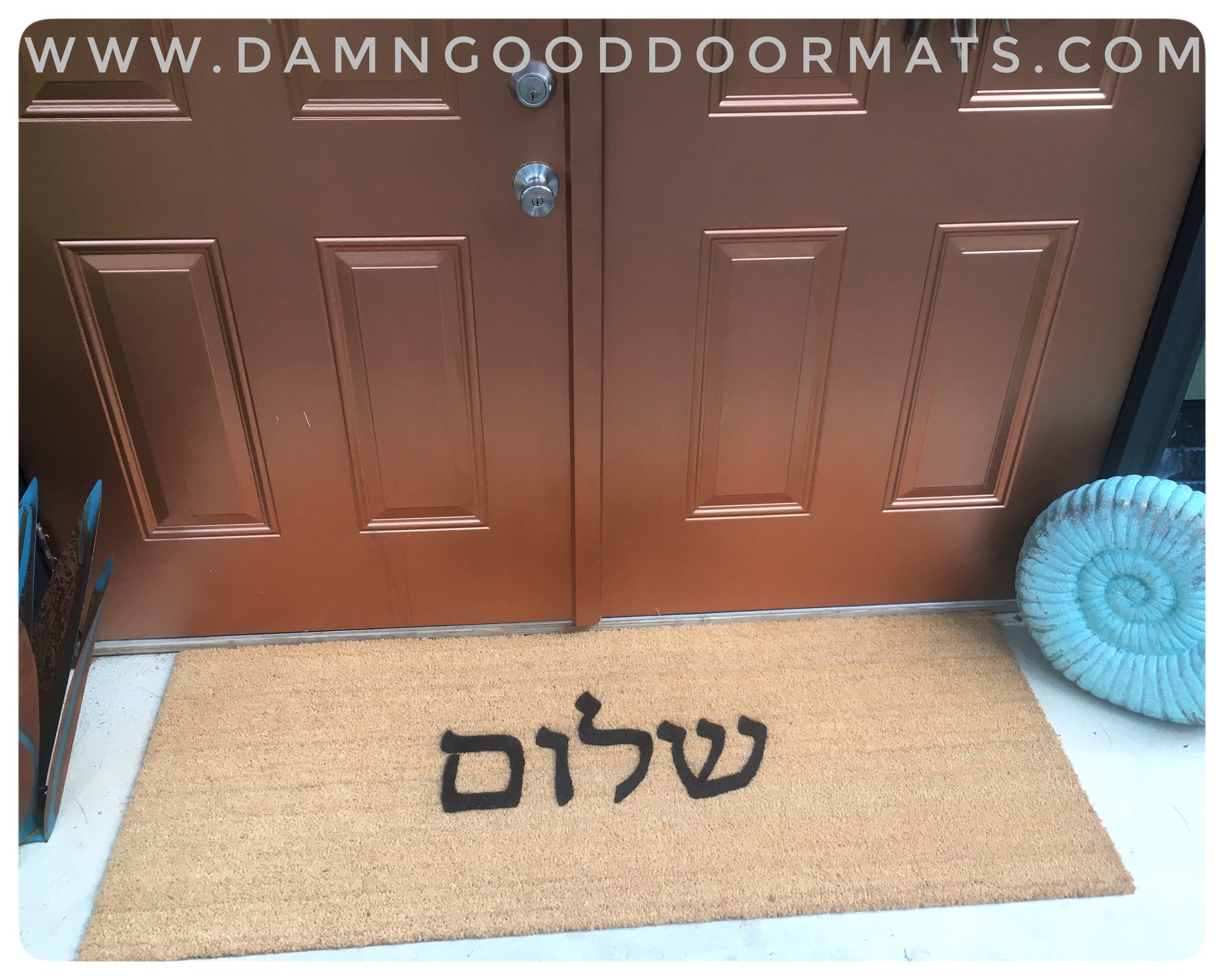 shalom hebrew jewish judaica doormat welcome