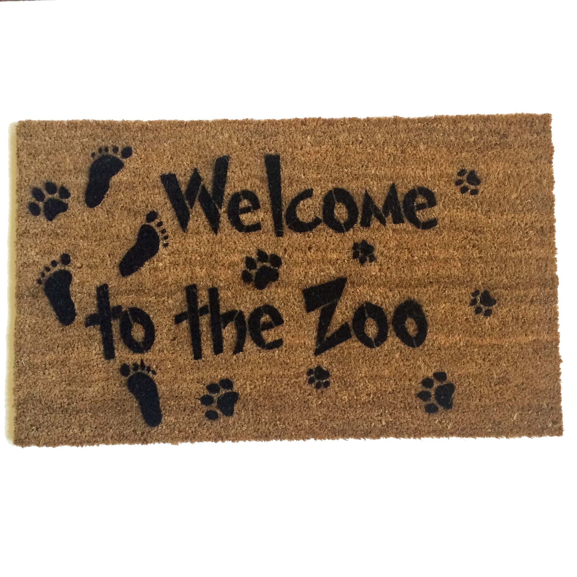 Welcome to the Zoo doormat baby dog and cat footprints