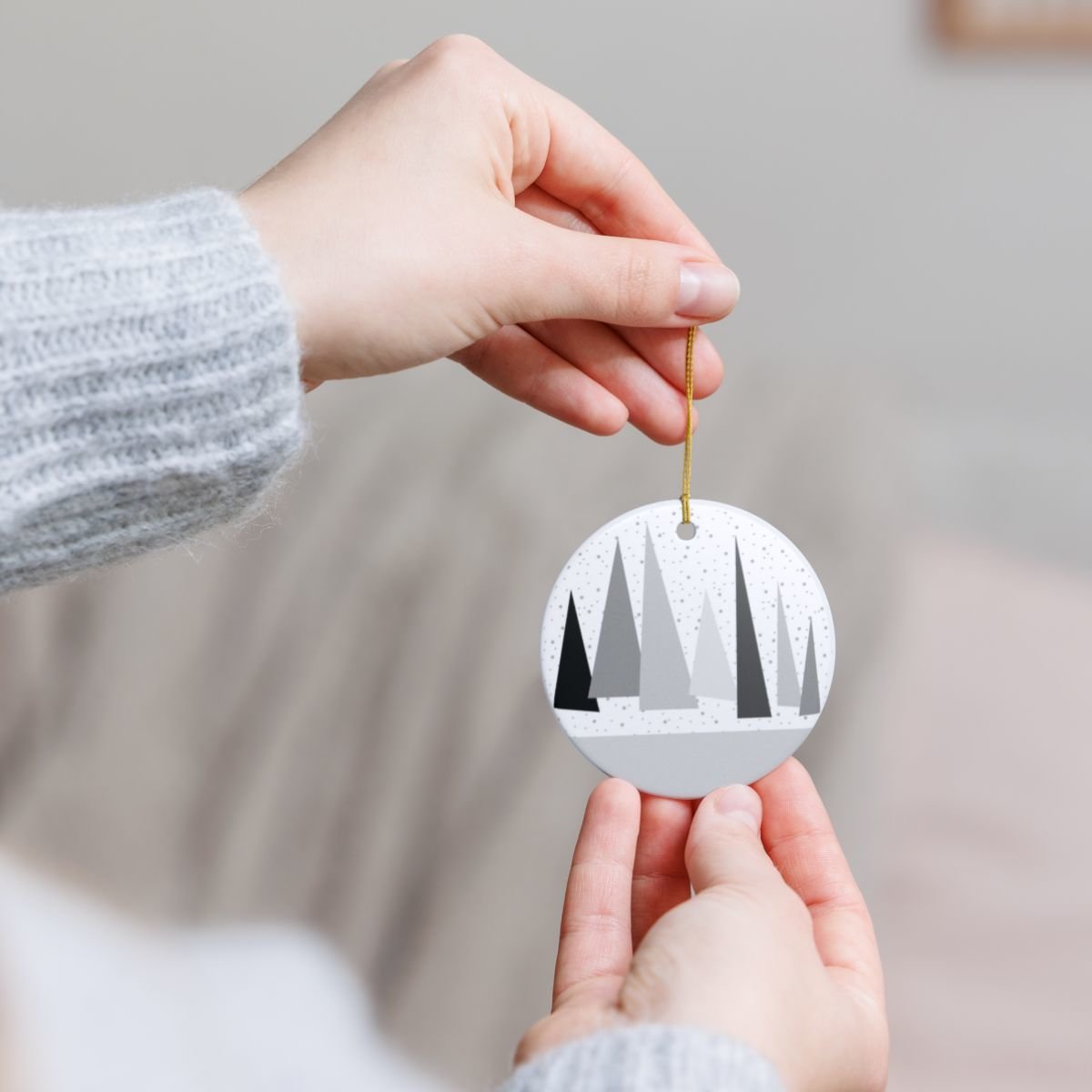 Black Goth Geometric Ceramic Ornament - Christmas Tree Decoration