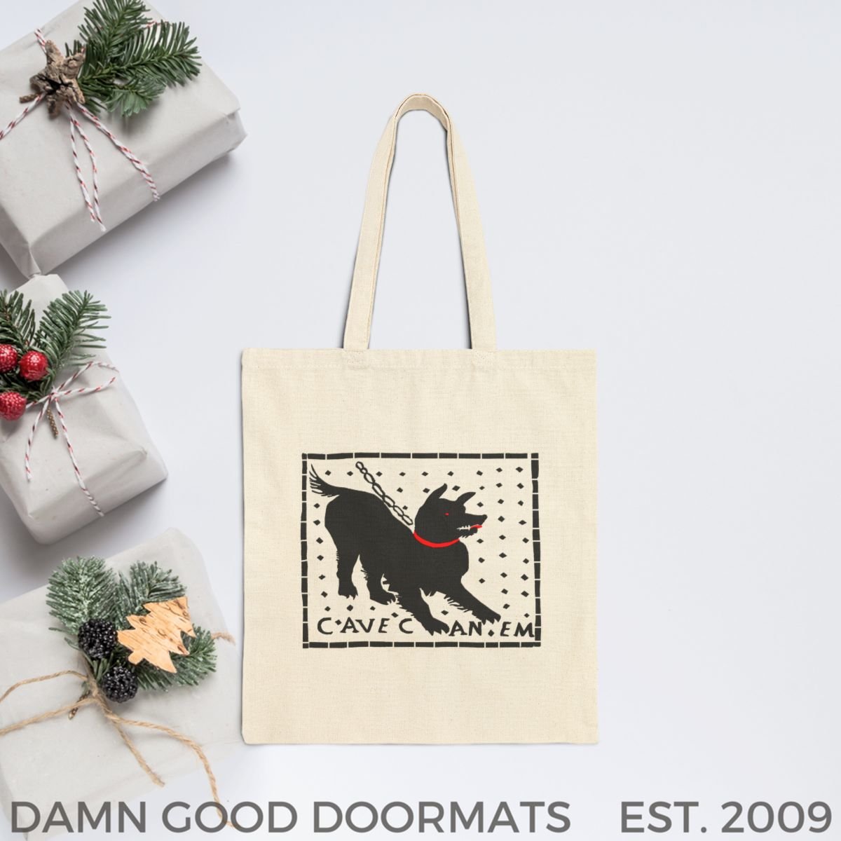 Cave Canem Tote Bag | Beware of Dog Pompeii Mosaic | Damn Good Doormats