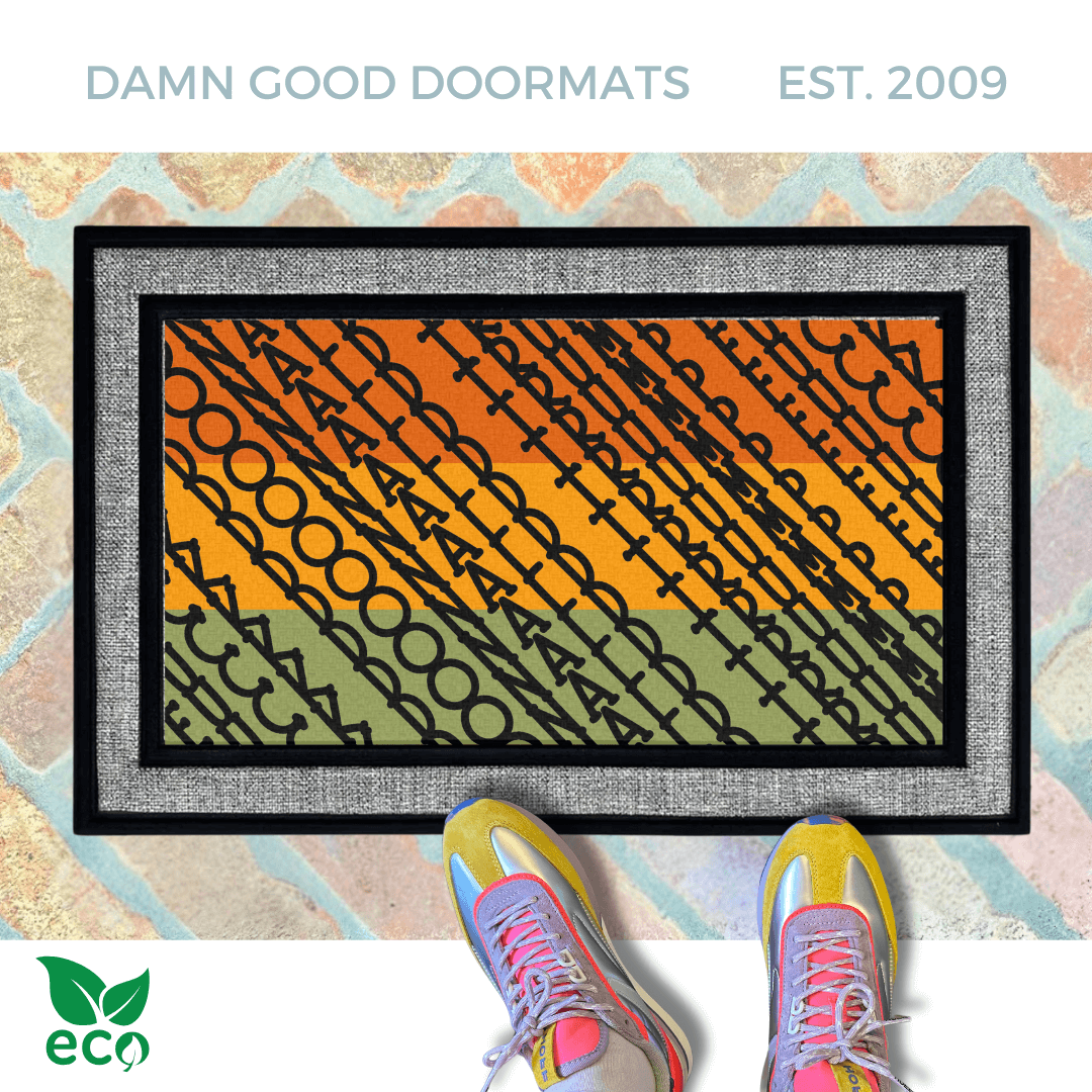 all weather subtle fuck donald trump doormat in abstract contemporary design over fall colors