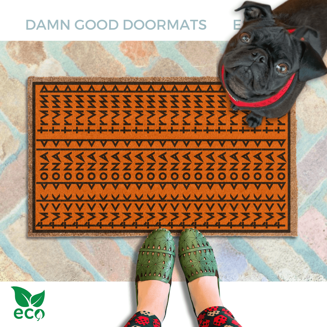 subtle fuck donald trump doormat in abstract contemporary design over orange. 