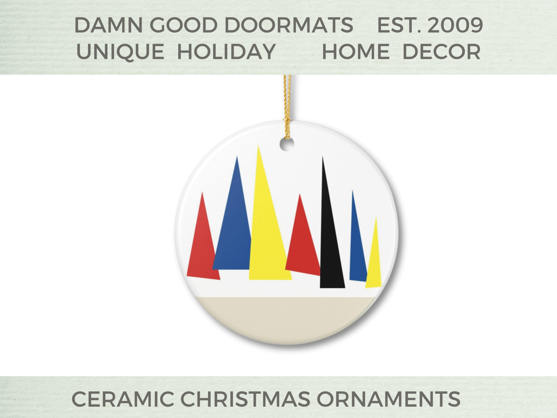 Bauhaus style Ceramic Ornament - Geometric Christmas Tree