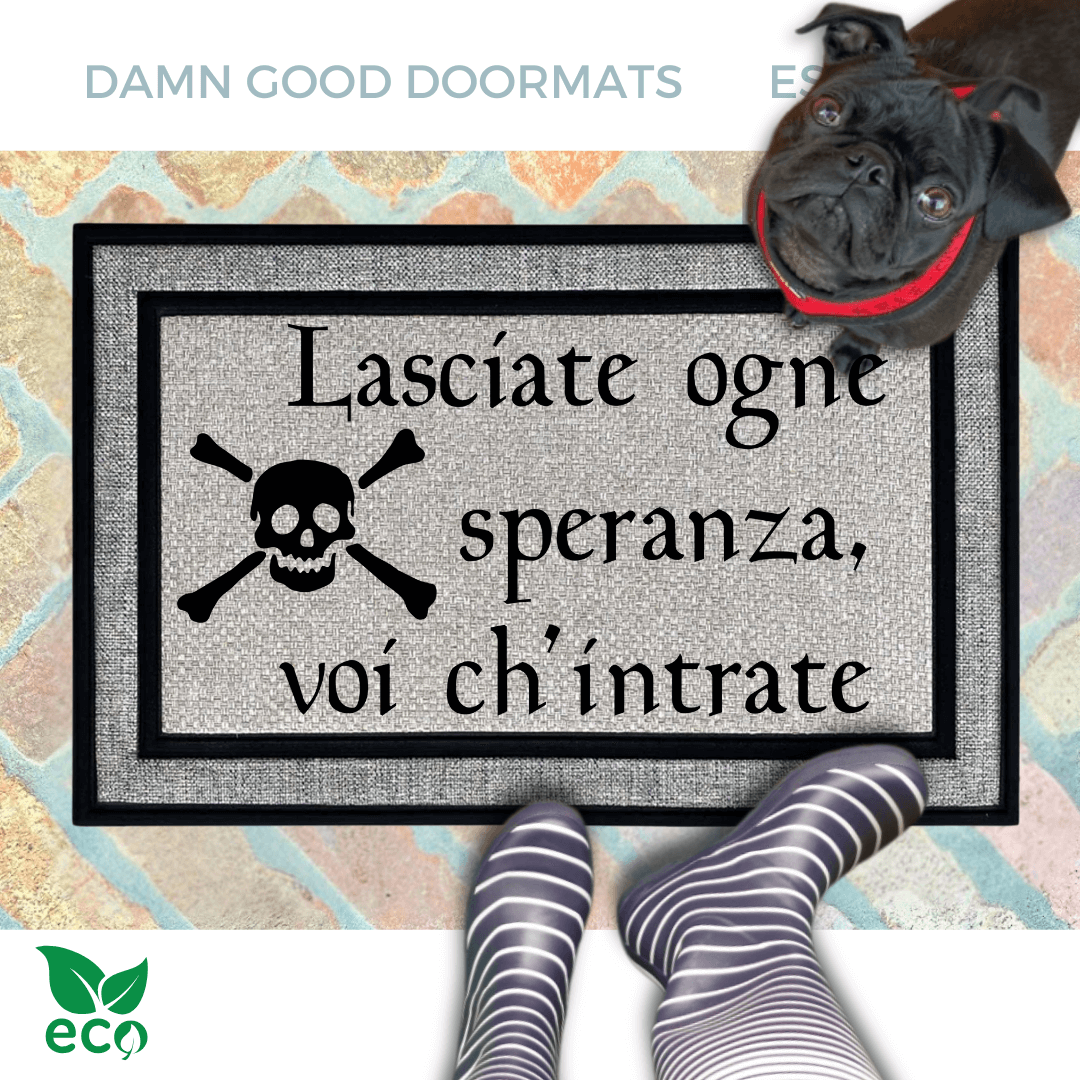 Italian Abandon hope Dante skull and bones doormat