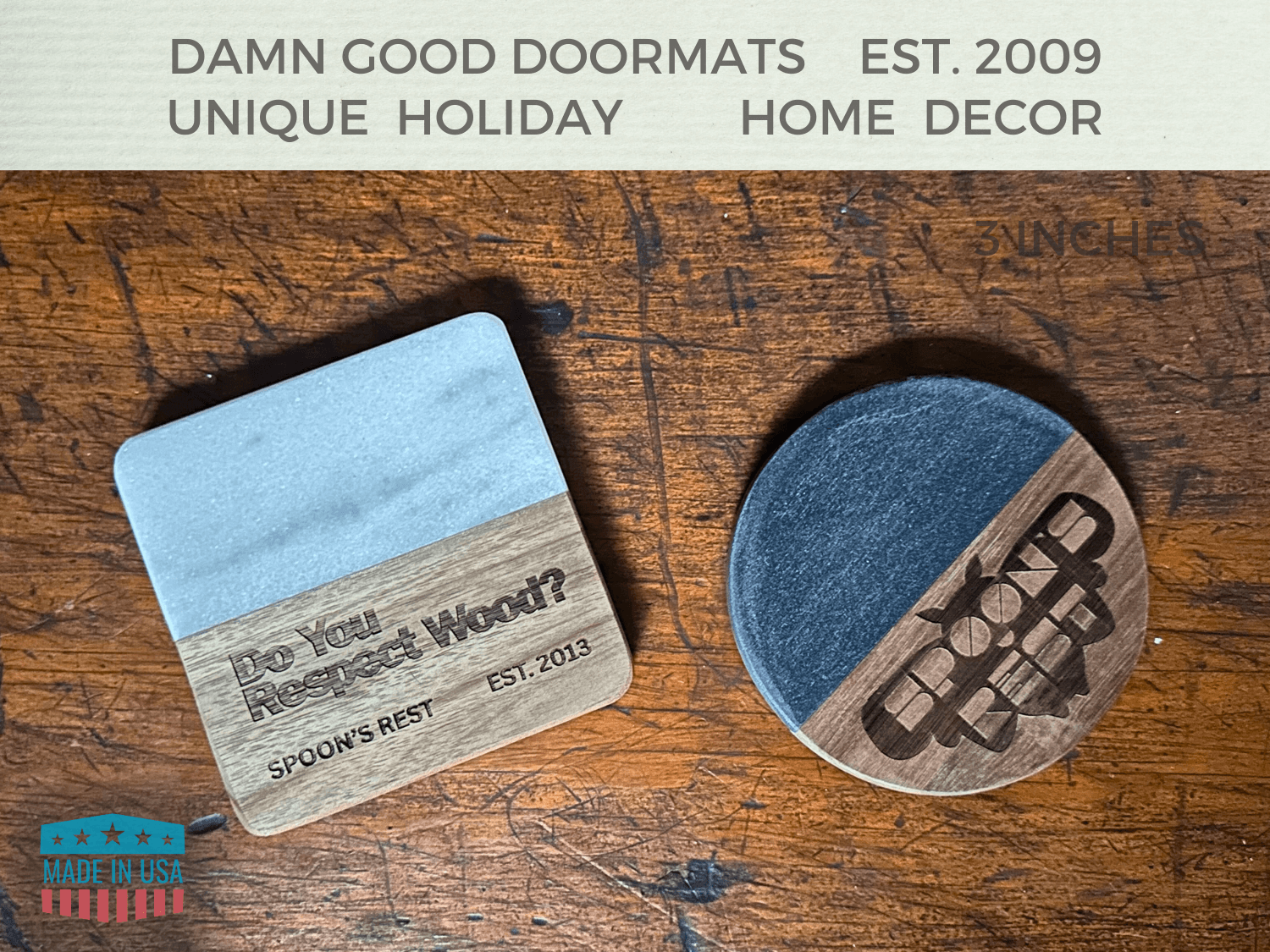 Do you respect wood? | Marble & Wood engraved Coaster Sets