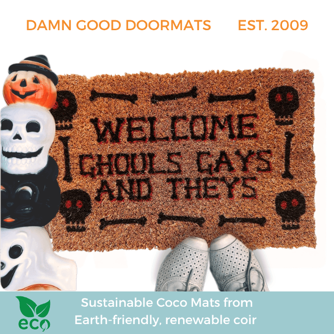 LGBTQ Halloween Doormat | Ghouls Gays and Theys Skull and Bones