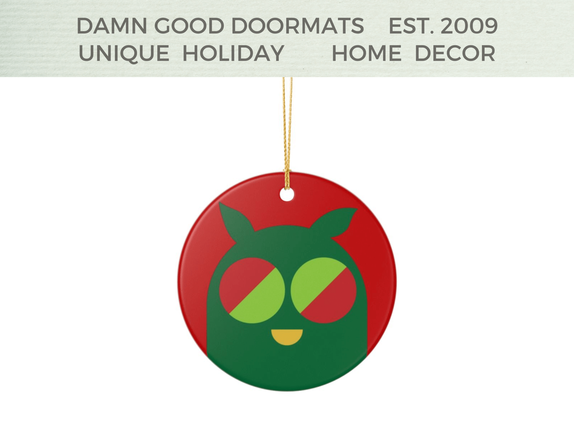 Red and green christmas mothman ceramic ornament