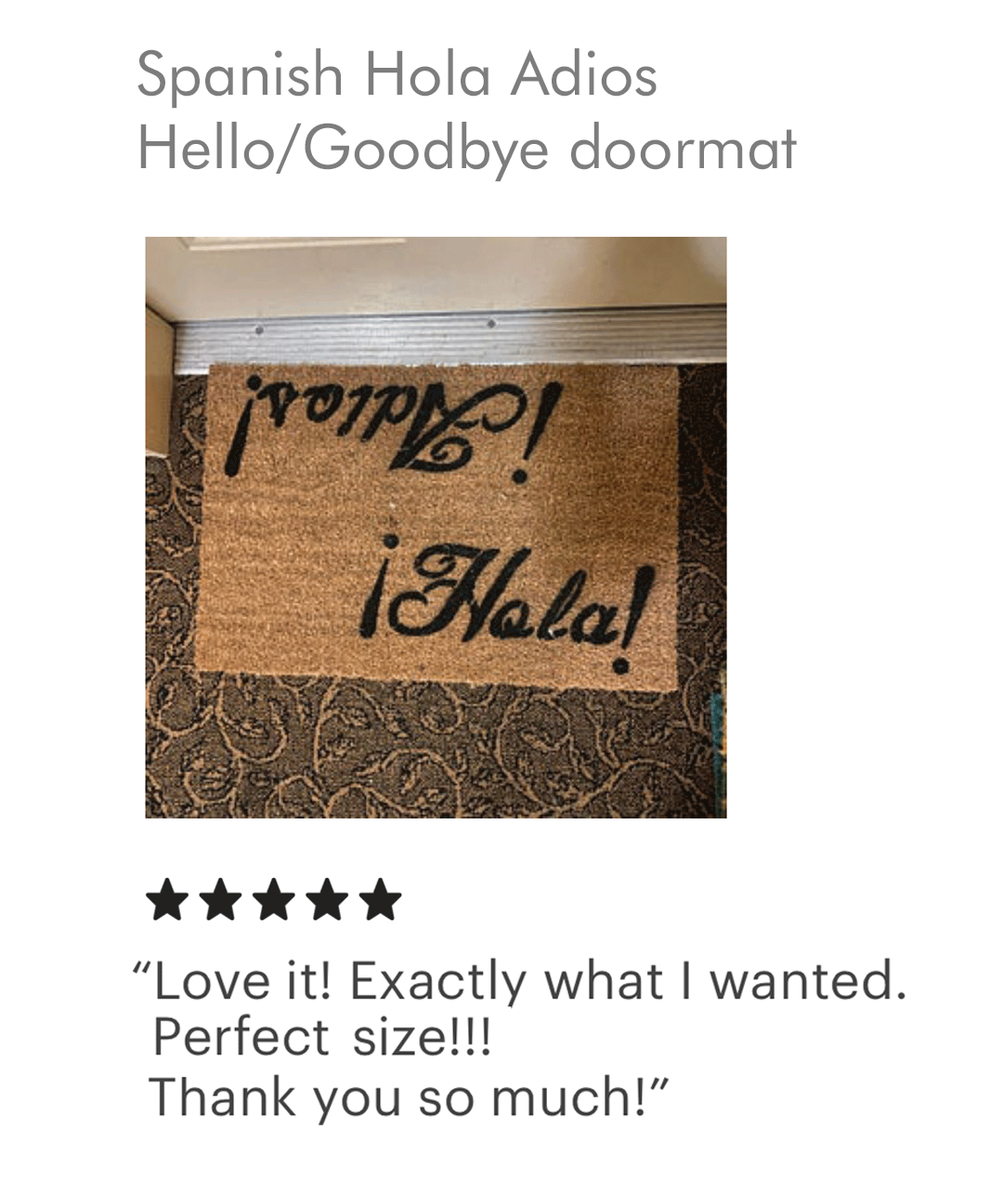 Spanish Hola Adios Hello/Goodbye doormat