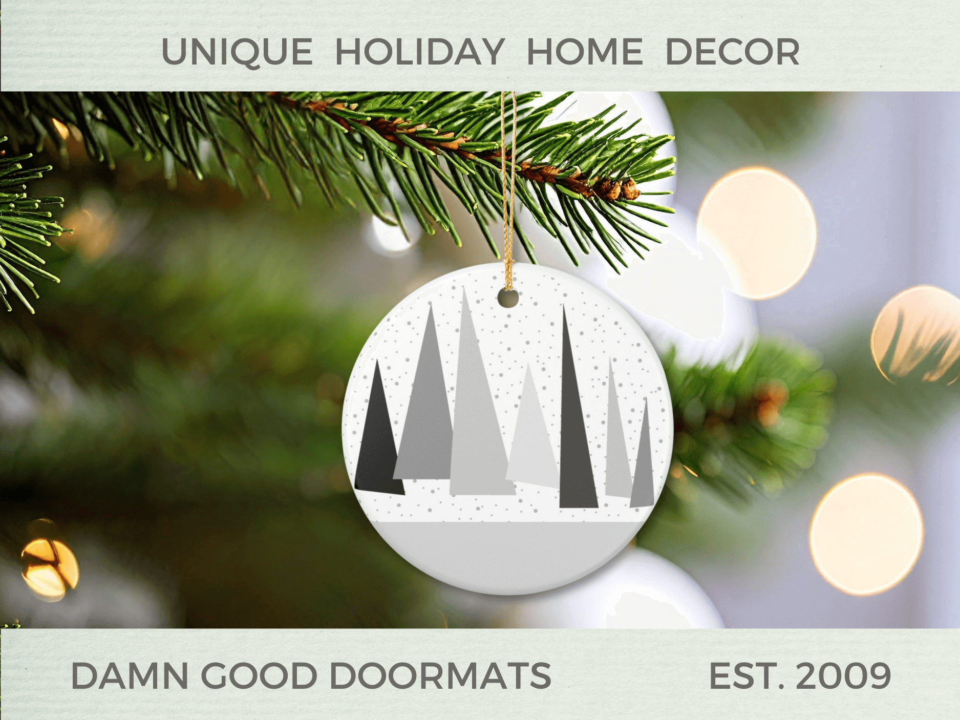 Black Geometric Ceramic Ornament - Christmas Tree Decoration