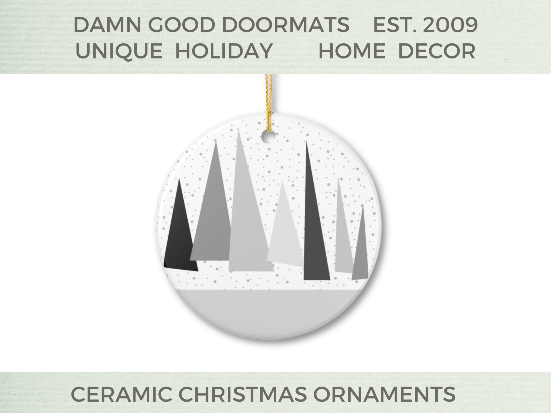 Black Geometric Ceramic Ornament - Christmas Tree Decoration