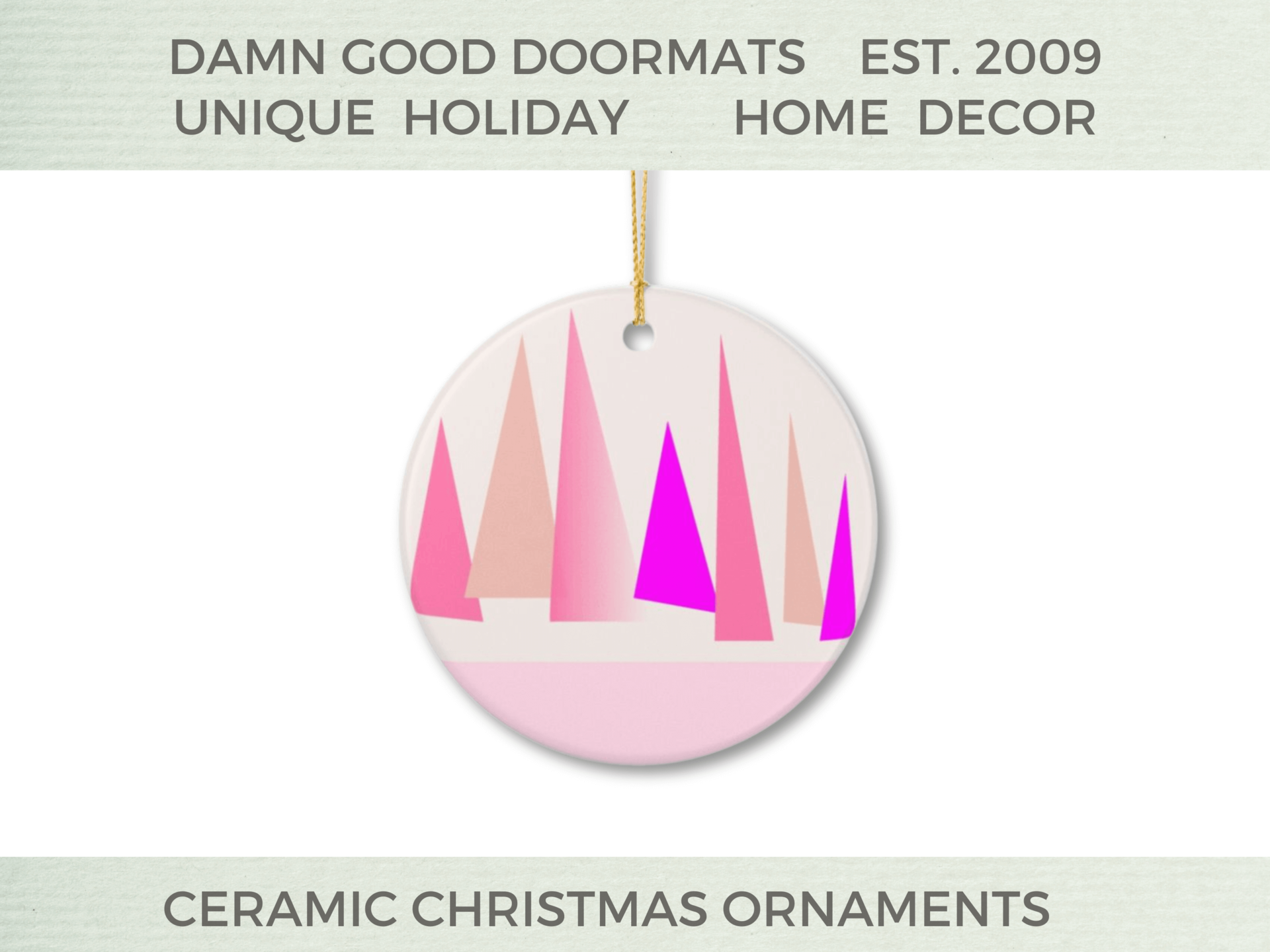 Pink Scandinavian Pine Trees Ornament | Ceramic Holiday Decoration | Damn Good Decor
