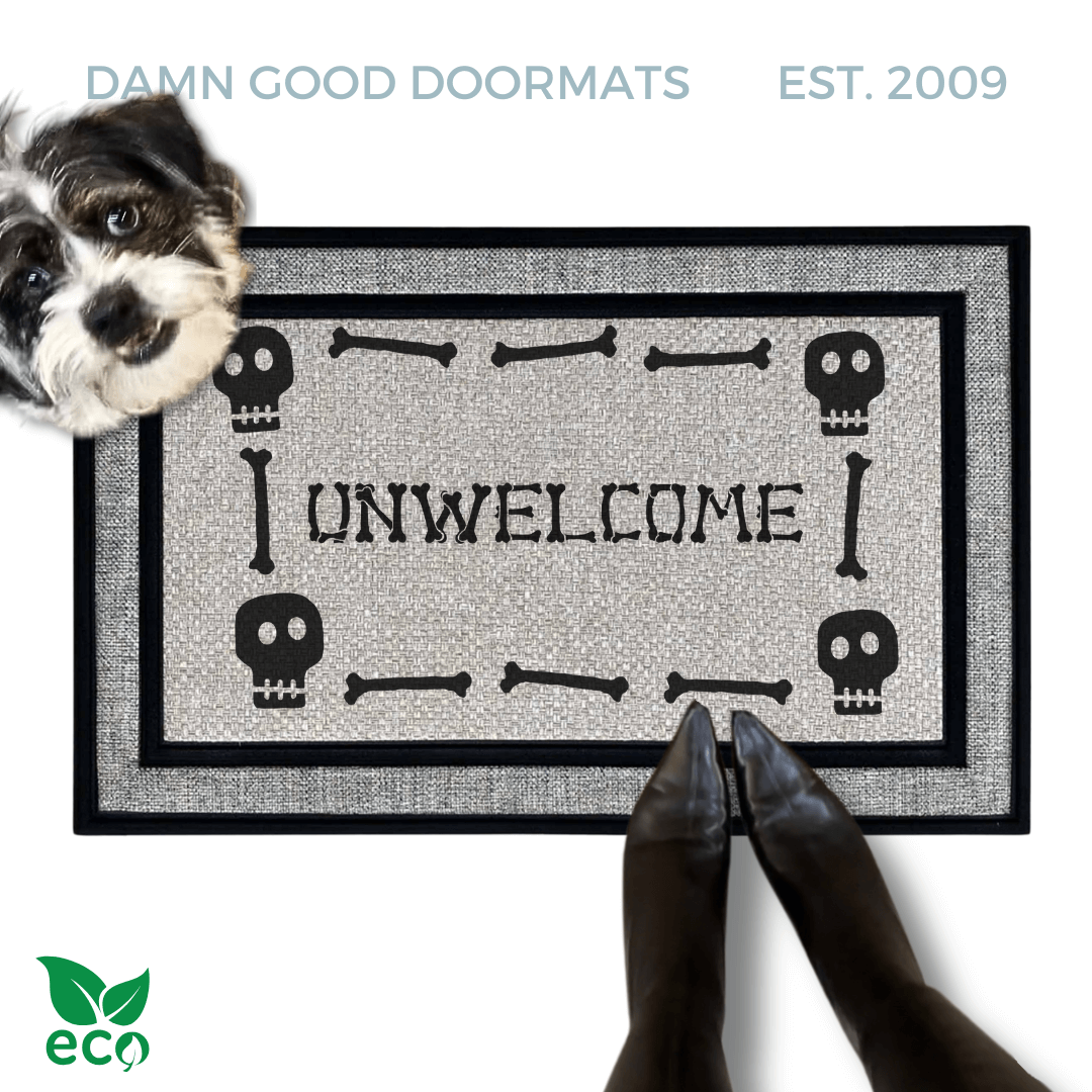 Skull and Bones Halloween Welcome Doormat