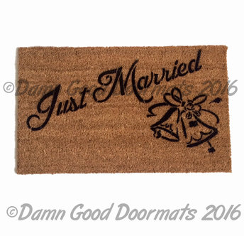 Just Married wedding bells doormat