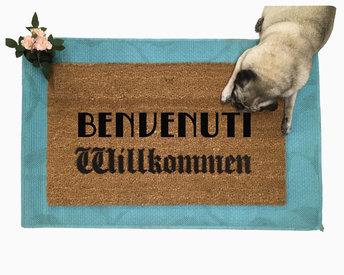 Benvenuti Willkommen Italian German doormat