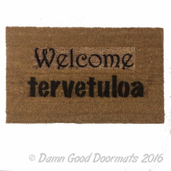 Bilingual English tervetuloa Finnish-  welcome in doormat