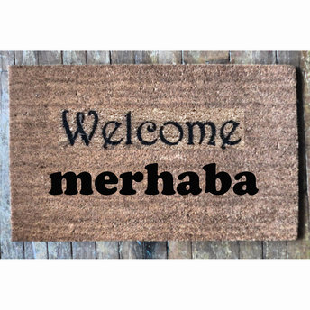 Bilingual English Turkish merhaba welcome mat