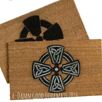 celtic cross irish welsh christian damn good doormat welcome rug outdoor