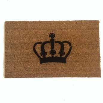 coir outside doormat with a crown on it