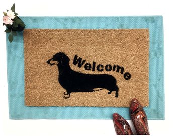Daschund Hand Painted door mat
