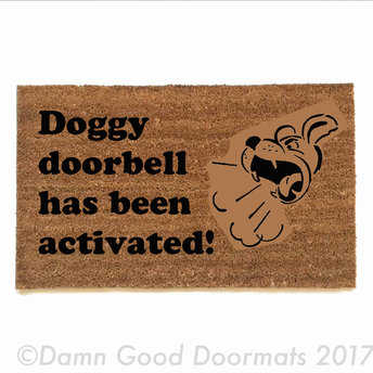 Doggy doorbell has been activated | Funny door matt