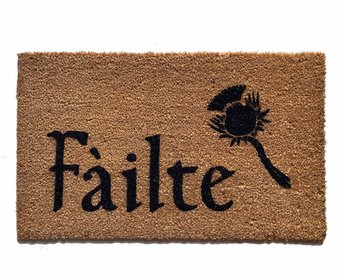 Scottish Fáilte and thistle or Irish Harp doormat St Patricks day decor