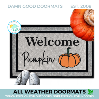 all weather Welcome Pumpkin coir outdoor Doormat