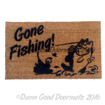 Gone Fishing Lake Beach house retirement gift doormat
