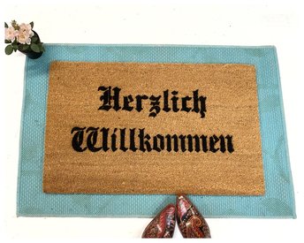 Herzlich Willkommen German Olde style doormat