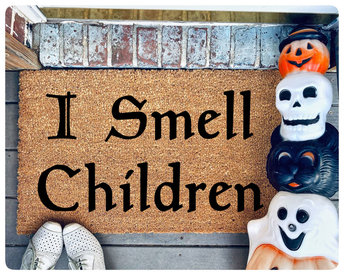 I Smell Children hocus pocus halloween doormat with ghost pumpkin black cat deco