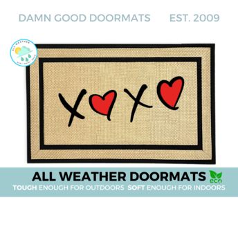 Valentine's Day Hugs and Kisses indoor outdoor all-weather doormat