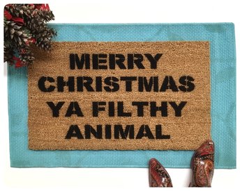 Merry Christmas YA Filthy Animal funny Home Alone doormat