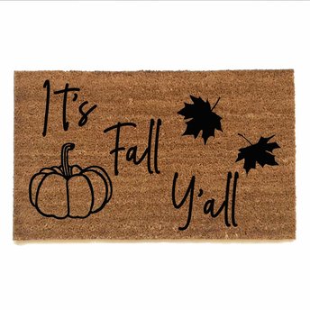 It's Fall Y'all Pumpkin Falling leaves coir outdoor Doormat