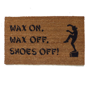 Wax on, shoes off™ karate kid shoes off doormat