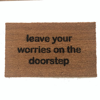 Leave your worries on the doorstep zen mantra housewarming gifts doormat