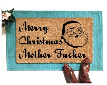 Merry Christmas Mother Fucker F Bomb rude funny coir outdoor damn good doormat