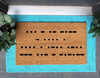 Stay the hell out! Morse code nerdy doormat
