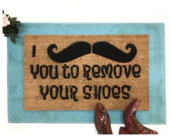 I mustache you to remove your shoes doormat