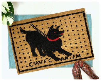 cave canem pompeii mosaic beware of dog coir doormat