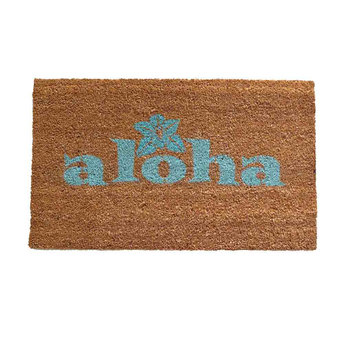 aloha tiki doormat welcome aqua paint on natural coir doormat