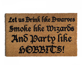 Party like HOBBITS outdoor coir doormat quote from JRR Tolkien's Lord of the Rin