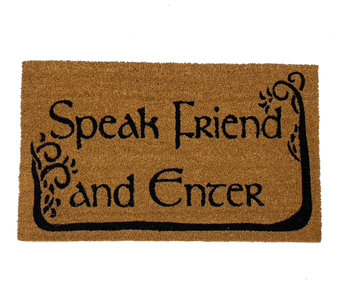 Speak, Friend, and Enter Tolkien quote nerdy doormat lord of the rings