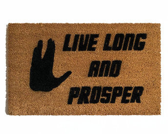 Live Long & Prosper Star Trek Doormat with vulcan greeting hand symbol