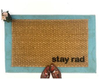 stay rad skateboarder doormat awesome eco friendly