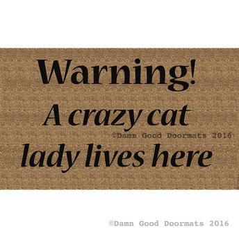 Warning! A crazy CAT lady lives here funny doormat