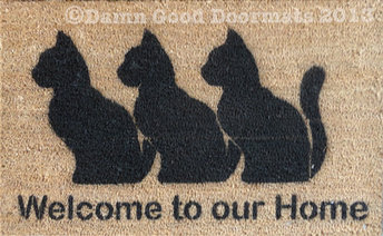 Cats- welcome to our home-  Hand Painted doormat