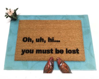 Uh hi, you must be lost funny, rude doormat, welcome mat, housewarming gift, ski